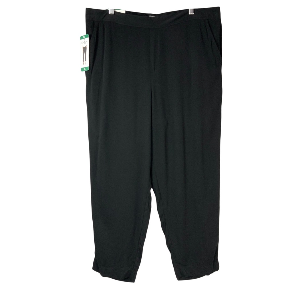 Jessica Simpson Cameren Black Pants XL Pull On Elastic Waist Tapered Pockets NEW